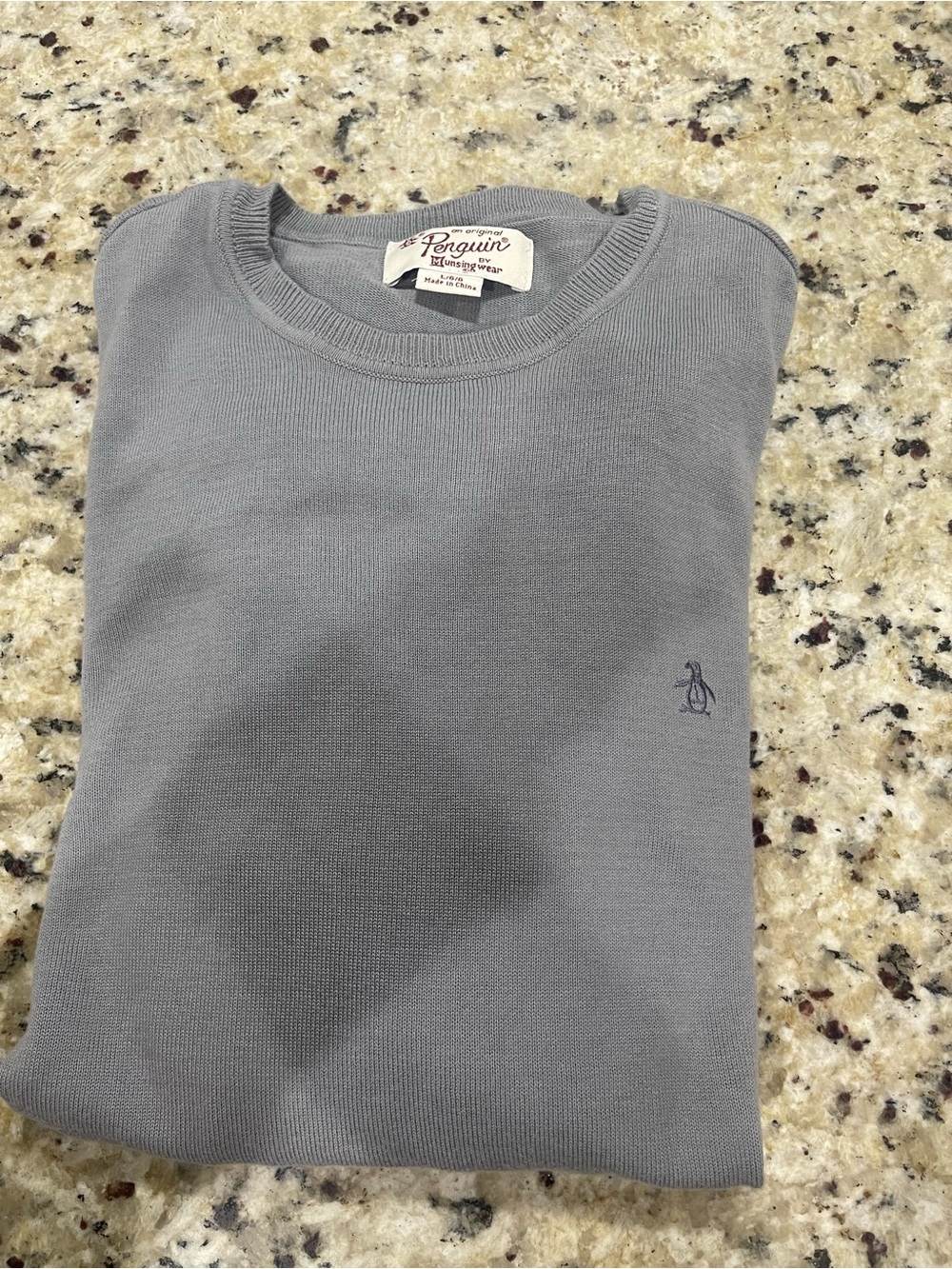 Original Penguin Men's Crewneck Sweater in Light Gray with Embroidered Logo
